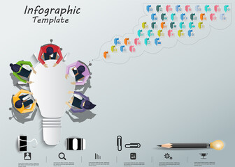 Businessman and Lady Brainstorm for Success with lamp - Sketch plan Business icon various - Creativity modern Idea and Concept illustration Infographic template.