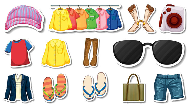 Sticker set of clothes and accessories