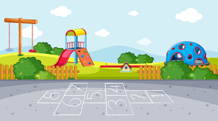 Hopscotch on playground background