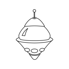 UFO icon, spacecraft of alien. Vector outline style