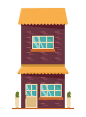 building facade with houseplants