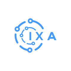 IXA technology letter logo design on white  background. IXA creative initials technology letter logo concept. IXA technology letter design.
