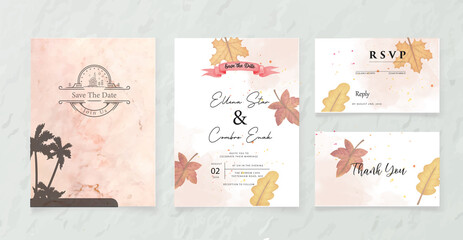 wedding invitation card water color pink