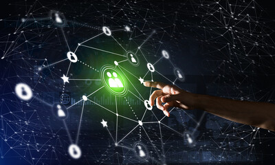 Creating modern wireless technologies as means of communucation and networking on dark background