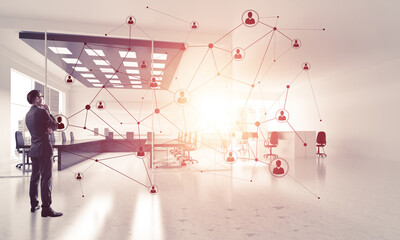Obraz premium Networking and social communication concept as effective point for modern business