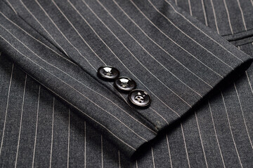 Pinstripe coat button closeup