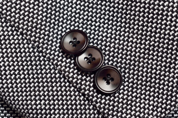Closeup of button on coat sleeves