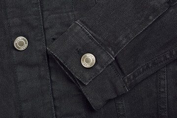 Button on Black Denim Jacket