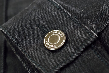 Silver Button on Black Denim Jacket
