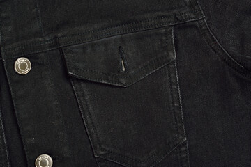 Top View of Black Denim Jacket Background