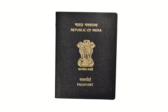 Indian Passport Isolated on White Background with Clipping Path