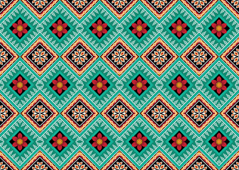 Geometric ethnic flower pattern for background,fabric,wrapping,clothing,wallpaper,batik,carpet,embroidery style