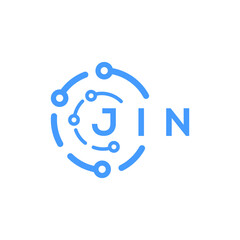 JIN technology letter logo design on white  background. JIN creative initials technology letter logo concept. JIN technology letter design.
