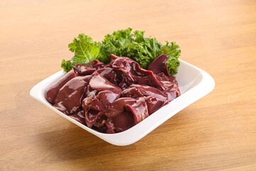 Raw chicken liver in the bowl