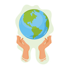 hands lifting earth planet