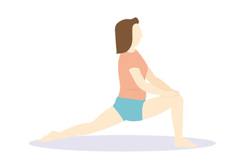 下半身のストレッチをするダイエット中の女性　マット無し・表情無し