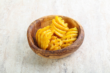 Fried potato slice in the bowl