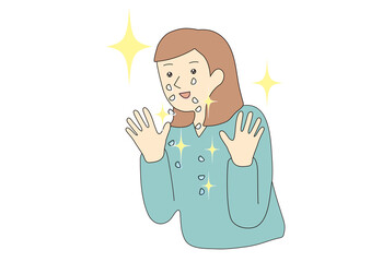 目から鱗が落ちる女性　線画