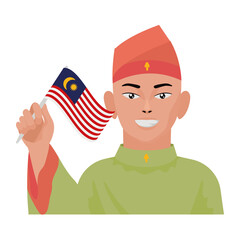 malayan man waving flag
