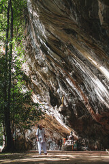 Weeping rock meditation cave in mountain village, Thailand