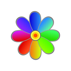 Colored abstract flower vector isolated. Floral decorative element.