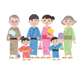 夏祭り　花火大会　家族