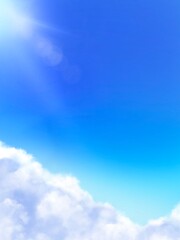 Naklejka na ściany i meble 太陽と雲と青空　夏空の背景素材