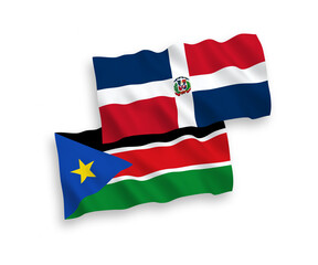 Flags of Dominican Republic and Republic of South Sudan on a white background