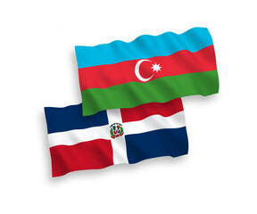 Flags of Dominican Republic and Azerbaijan on a white background
