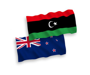 Flags of New Zealand and Libya on a white background