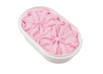Strawberry ice-cream in white  container isolated 