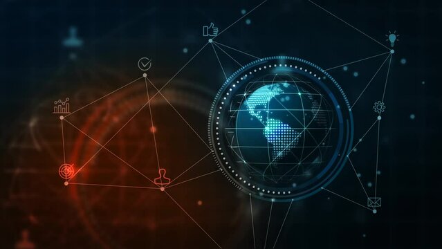 Cloud computing, Global Network - Futuristic blue cloud with pixel digital transformation abstract new technology background. Artificial intelligence and big data concept. Business industry 4.0 and 5g