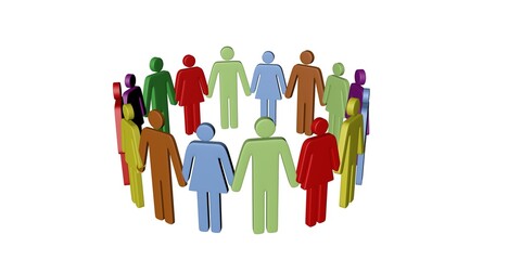 Multi colored human figures representing multi social diversity concept