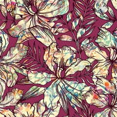Poster floral meter pattern created with watercolor effects © SUNAKKO