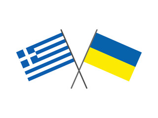 Greece and Ukraine flags crossed. A symbol of friendship and support. Stand with Ukraine.