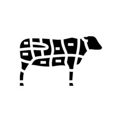 sirloin cow meat glyph icon vector. sirloin cow meat sign. isolated contour symbol black illustration