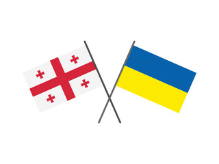 Georgia and Ukraine flags crossed. A symbol of friendship and support. Stand with Ukraine.
