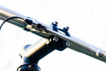 close up bar bull horn of fixed gear bike, old vintage bicycle