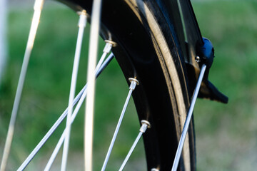 close up rim of fixed gear bike, old vintage bicycle