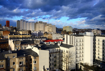 city center of Lodz, tenement houses and skyscrapers (along Piotrkowska street) called Manhattan, Lodz, Poland, Europe