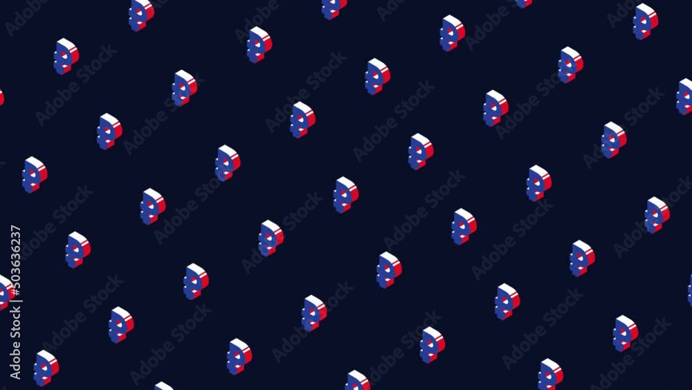 Aufkleber isometric symbols of russian ruble in animated pattern on a dark background. seamless loop financial