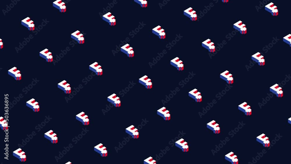 Aufkleber isometric symbols of swiss currency franc in animated pattern on a dark background. seamless loop an