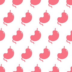 Cute cartoon style stomach vector seamless pattern background for medical, healthcare design.
