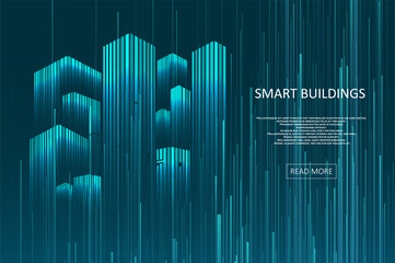 Smart building concept design for city illustration
