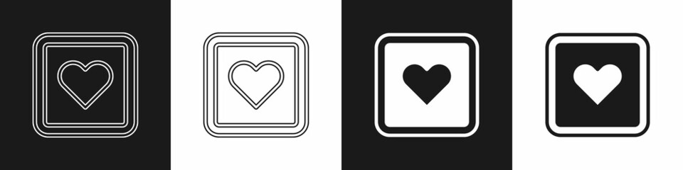 Set Like heart icon isolated on black and white background. Counter Notification Icon. Follower Insta. Vector
