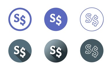 Singapore Dollar Symbol Icon Set