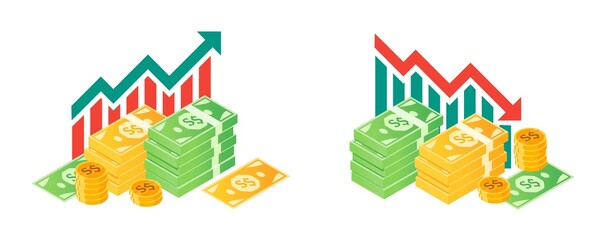 Singapore Dollar Fluctuation with Money Bundle Illustrations