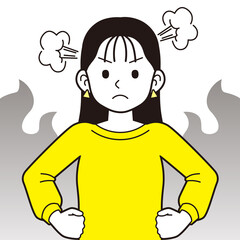 怒るスウェットを着た女性