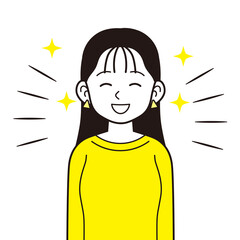 笑顔のスウェットを着た女性