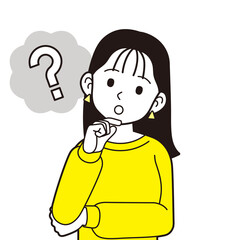 考えるスウェットを着た女性